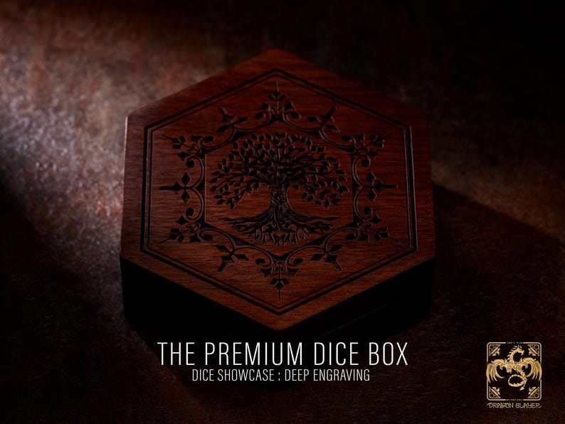 Hexagon Dice Box: Laser Engraved for D&D Dnd TRPG MTG Dice Storage - Etsy