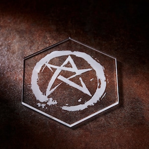 Evening Star Hexagon Coaster | Clear Acrylic | Cup Holder Unique Gift Design for Dragons MTG RPG Tabletop Adventure Dungeons