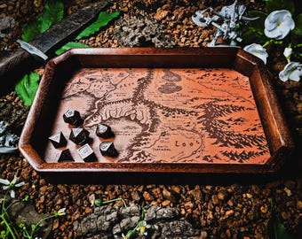 Leather & Walnut Wood Dice Tray: RPG Tabletop Gaming