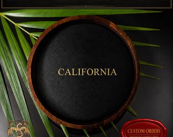 Personalized Walnut Dice Tray, Custom Foil Stamped Name, Leather RPG Rolling