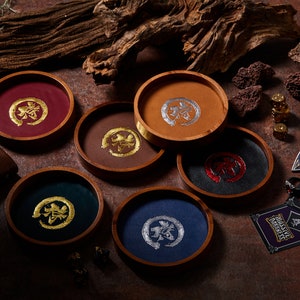Mini Dice Tray Circle Samurai | Faux Leather | Dice Holder Storage Caddy Tray for Dragons MTG RPG Tabletop gaming Adventure Dungeons