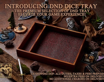 Handcrafted Walnut Wood Dice Tray: Faux or Genuine Leather - TTRPG, Board Games