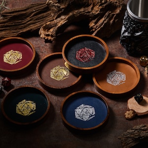 Antique D20 Mini Dice Tray: Faux Leather RPG Tabletop Caddy