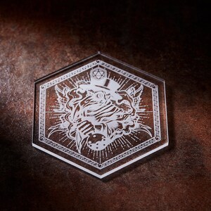 Alchemist Hexagon Coaster | Clear Acrylic | Cup Holder Unique Gift Design for Dragons MTG RPG Tabletop Adventure Dungeons