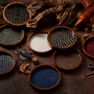 Mini Dice Tray Circle Dragon Scale | Faux Leather | Dice Holder Storage Caddy Tray for Dragons MTG RPG Tabletop gaming Adventure Dungeons