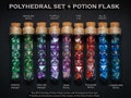 Polyhedral Dice Set of 7 with RPG Fantasy Potion Flask | Dice Holder Storage Organizer for Dragons MTG Tabletop gaming Adventure Dungeons product logo