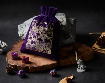 Skull Velvet Dice Bag: RPG Gaming Pouch