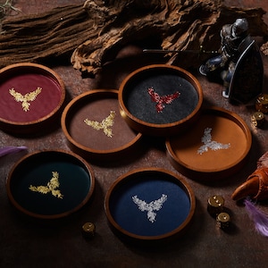 Mini Dice Tray Circle Phoenix | Faux Leather | Dice Holder Storage Caddy Tray for Dragons MTG RPG Tabletop gaming Adventure Dungeons