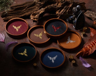 Phoenix Faux Leather Mini Dice Tray: RPG Tabletop Gaming