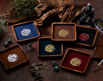 Faux Leather Mini Dice Tray: Antique D20 RPG Tabletop Gaming