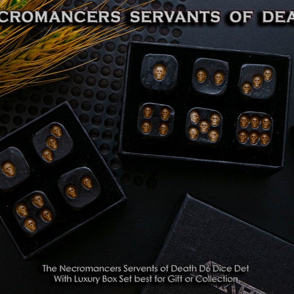 Necromancers Servants Of Death D6 Dice Set | Reaper Skull Dice | Halloween Gift | for Dragons MTG Tabletop gaming Adventure Dungeons