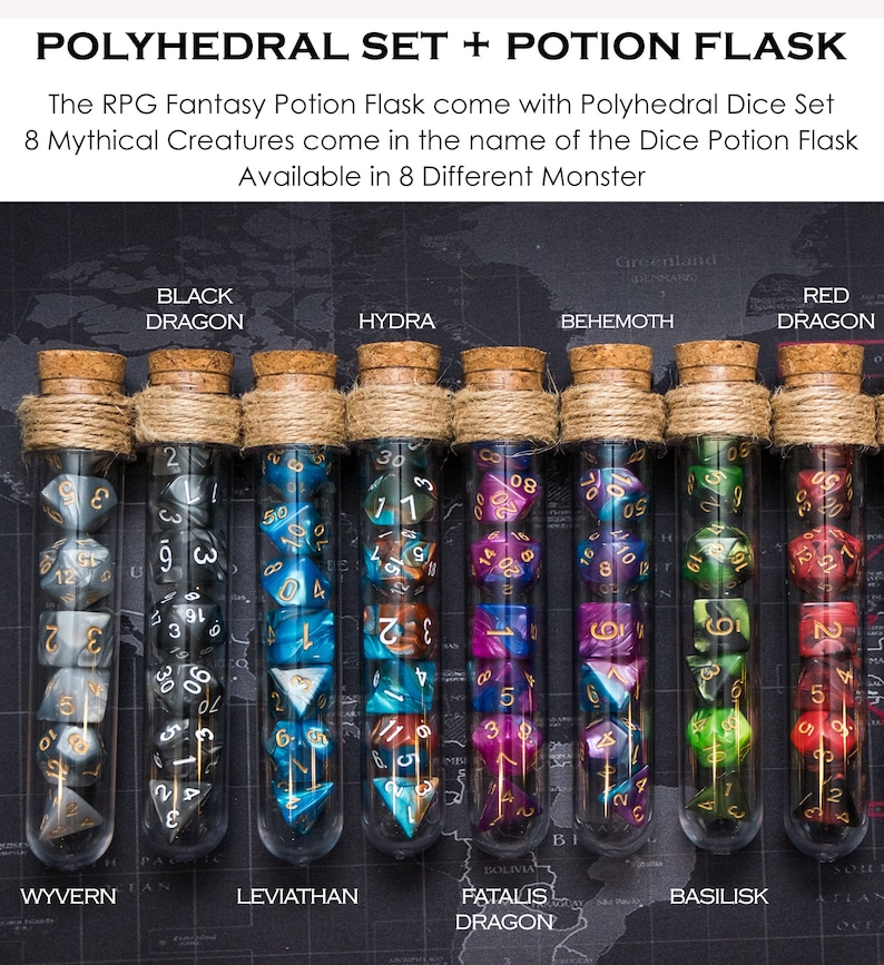 RPG Dice Potion Bag With Fantasy Dice Potion Flask Set Black Etsy