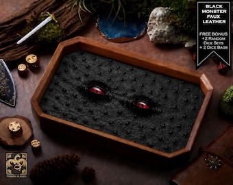 Dragon Eye & Shield Walnut Dice Tray, Personalized Octagon RPG Gaming Accessory