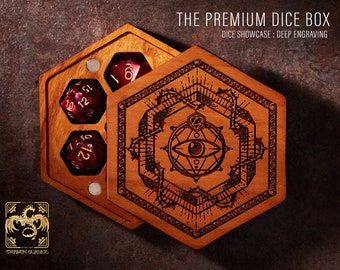 Neutral Cherry Wood Dice Box | Laser Engraved DnD Dice Storage