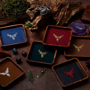Mini Dice Tray Square Phoenix | Faux Leather | Dice Holder Storage Caddy Tray for Dragons MTG RPG Tabletop gaming Adventure Dungeons