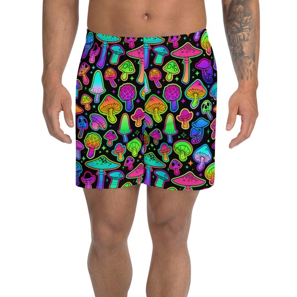 Psilo Shorts (mushroom shorts, rave shorts, mens rave clothes, psychedelic shorts, trippy shorts, rave clothing, rave outfit, rave men)