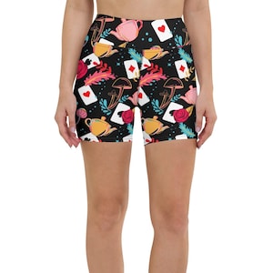 Curiouser and Curiouser Yoga Shorts (rave outfit, rave shorts, rave yoga shorts, women's rave wear, women's rave outfit, beyond wonderland)