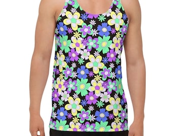Crazy Daisy Tank Top, Vibrant Rave Festival Outfit
