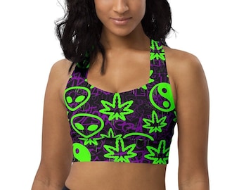 Ganja Graffiti Longline Top ( Rave Crop Top, Festival Crop Top, Rave Wear, Rave Outfit, Rave BH)