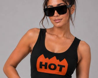 Hot Crop Top | womens rave outfit, rave top, rave crop top, festival top, hot sticker