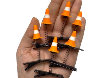 Traffic Cone Sprout Clips 6-PC Set | Rave Sprouts - Festival Trinkets - Rave Accessories - Hair Clips - Hat Clips - funny sprout clips
