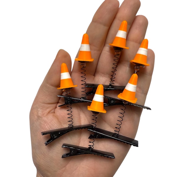 Traffic Cone Sprout Clips 6-PC Set | Rave Sprouts - Festival Trinkets - Rave Accessories - Hair Clips - Hat Clips - funny sprout clips