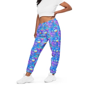 Shroomin Blue  Unisex Joggers | Rave Joggers - Festival Joggers - Rave Pants - Festival Pants - Zipper Pocket Joggers