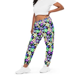Crazy Daisy  Unisex Joggers | Rave Joggers - Festival Joggers - Rave Pants - Festival Pants - Zipper Pocket Joggers