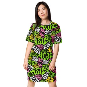 Candy Acid T-Shirt Kleid (Rave Kleid, Festival Kleid, Rave Top, Festival Top, Plus Size Kleid, Plus Size Rave Top)