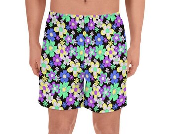 Crazy Daisy Recycled Polyester Athletic Shorts, Rave Wear