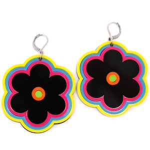 Electric Bloom Flower Earrings | Layered Acrylic Rave Jewelry