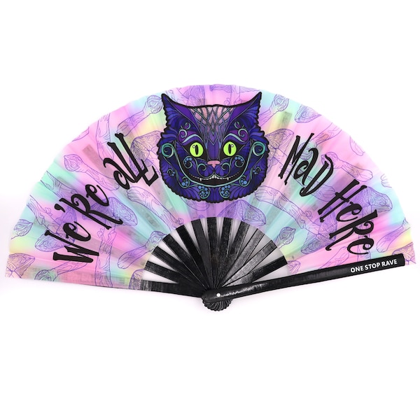 Mad Catter Hand Fan | Rave Hand Fan - Festival Hand Fan - Alice in Wonderland - Cheshire Cat - We're All Mad Here