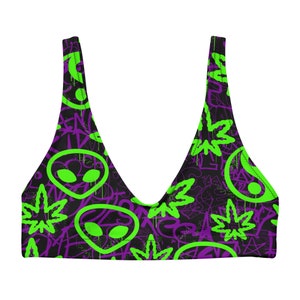 Ganja Graffiti Lifted Top | rave top, rave bra, rave bikini top, festival top, rave wear, rave outfit, supportive rave top