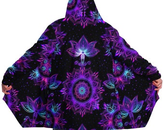 Starlight Mandala Hooded Cloak | Rave Festival Micro-Fleece Jacket