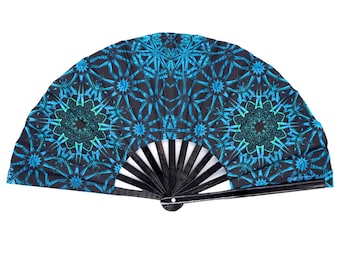 Fractals Hand Fan | Rave Hand Fan - Festival Hand Fan - Rave Fan - Festival Fan - Bamboo Hand Fan - Large Hand Fan
