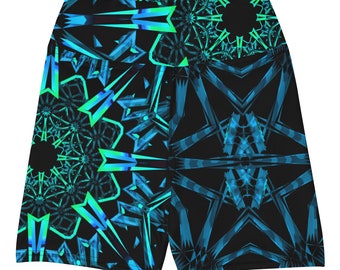 Fractals Yoga Shorts, Psychedelic Rave Festival Bottoms