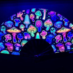 Psilo Hand Fan (rave fan, rave hand fan, festival hand fan, mushroom, rave accessories, festival accessories, music festival, rave outfit)