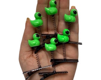 Alien Duck UV-spruitclips 6-delige set | Rave Sprouts - Festivalsnuisterijen - Rave-accessoires - haarspeldjes - hoedenclips