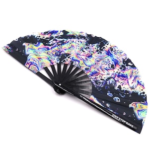 Acid Tripp Hand Fan | Rave Hand Fan - Festival Hand Fan - Rave Fan - Festival Fan - Large Hand Fan - Mini Hand Fan image 3