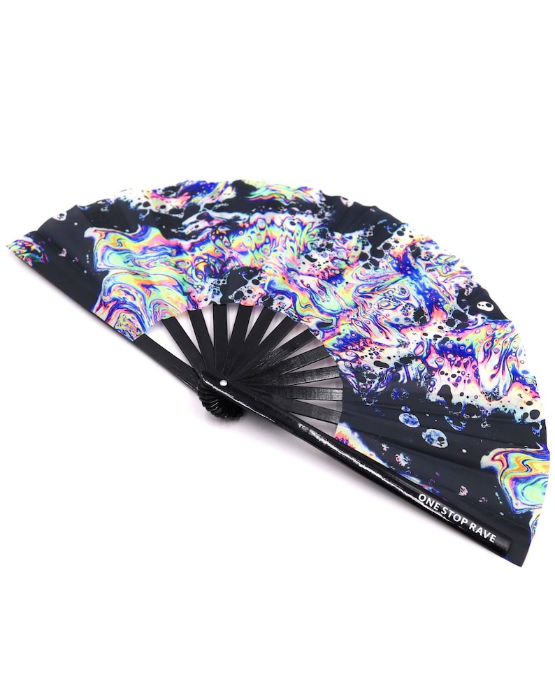 Acid Tripp Hand Fan | Rave Hand Fan - Festival Hand Fan - Rave Fan - Festival Fan - Large Hand Fan - Mini Hand Fan image 3
