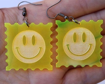 Acid Tab Earrings / Rave Earrings / Festival Earrings / Trippy Earrings / UV-Earrings / Rave Jewelry / Black Light Earrings