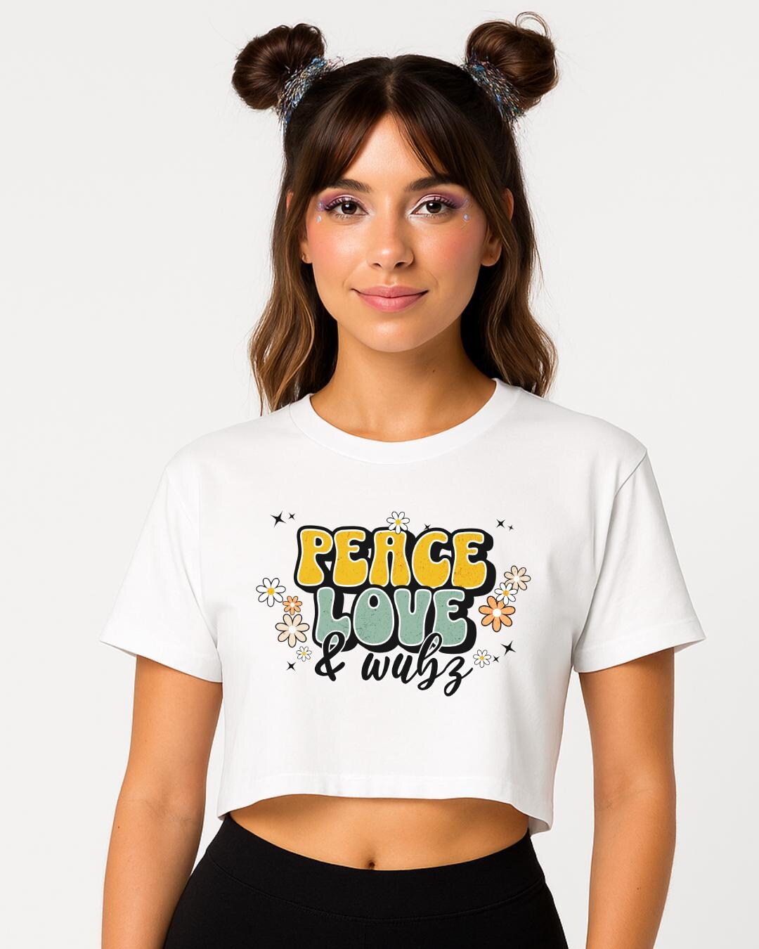 Peace Love & Wubz Baby Tee | Rave Crop Top, Rave Outfit, Festival ...