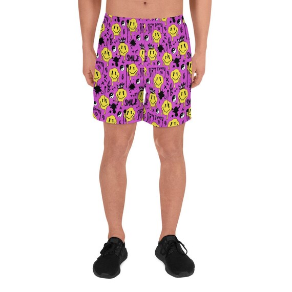 Shorts atléticos Smile Splatter (shorts rave, roupas rave