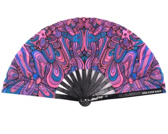 Mind Bender Hand Fan | Rave Hand Fan - Festival Hand Fan - Rave Fan - Festival Fan - Mini Hand Fan - Large Hand Fan