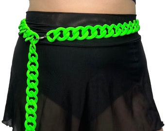 Curb Chain Belts | Rave Belt - Rave Jewelry - Chain Belt - Rave Wear - Kandi Kid - UV-Chain Belt - Adjustable Belt