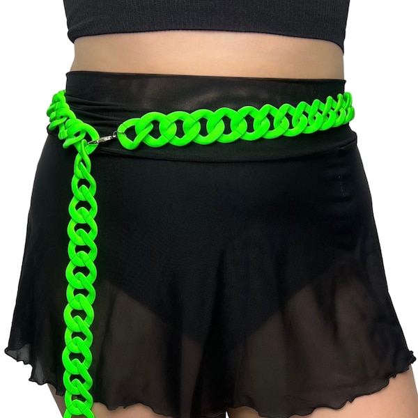 Curb Chain Belts | Rave Belt - Rave Jewelry - Chain Belt - Rave Wear - Kandi Kid - UV-Chain Belt - Adjustable Belt