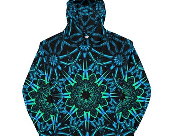 Fractals Recycled Polyester Hoodie, Rave Festival Jacket