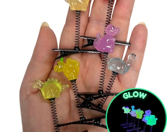 Dinosaur UV Sprout Clips 6-PC Set | Rave Sprouts - Festival Trinkets - Rave Accessories - Hair Clips - Hat Clips