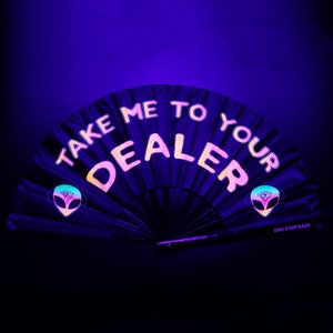 Take Me To Your Dealer Hand Fan | Rave Hand Fan - Festival Hand Fan - Rave Fan - Festival Fan - Large Hand Fan