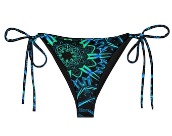 Fractal Recycled String Bottoms | Rave Bikini, Rave Böden, Frauen Rave tragen, plus Größe Rave Böden, plus Größe String Bikini.
